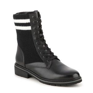 Blondo Vick Waterproof Combat Boot Womens 8M Black Leather Lace Up Sock Bootie